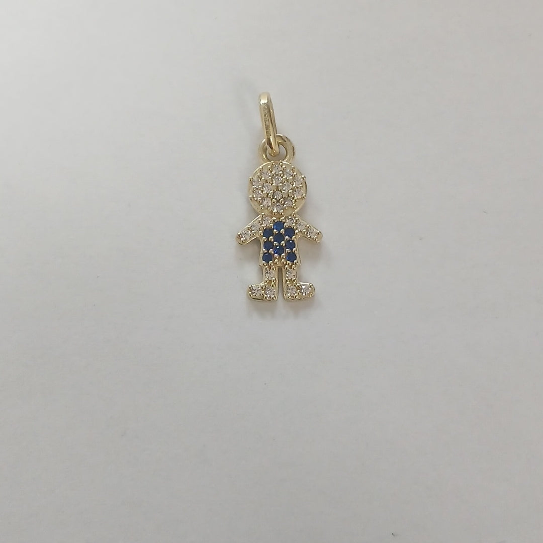 DIJE NIÑO CON CIRCONIAS Y PIEDRAS DE COLOR 10K 0.9 GR (NUEVO)