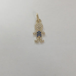 DIJE NIÑO CON CIRCONIAS Y PIEDRAS DE COLOR 10K 0.9 GR (NUEVO)