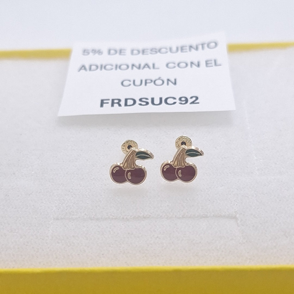 BROQUELES BROQUE FIG CEREZA C ESMALTE 14K 0.2203 GR (NUEVO)