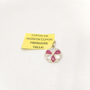 DIJE FLOR CIRCONIAS Y PIEDRAS DE COLOR 14K 2.8 GR (NUEVO)