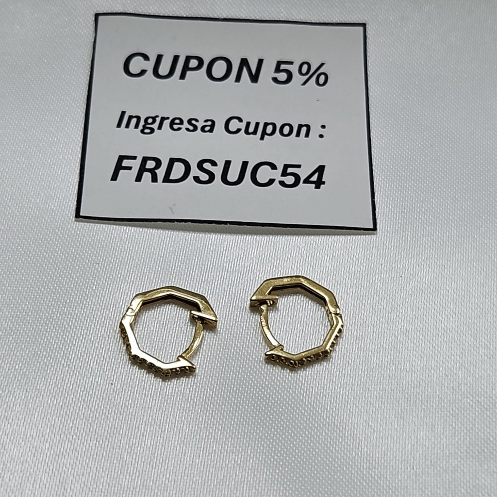 ARETES HUGIES C CIRCONIAS 14K 1.4 GR (NUEVO)