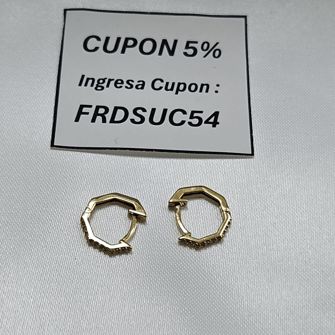 ARETES HUGIES C CIRCONIAS 14K 1.4 GR (NUEVO)