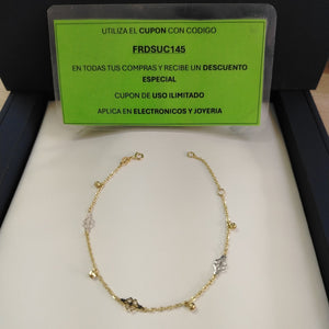 PULSERA ESPECIAL CON TREBOL 14K 18 CM 1.9 GR (NUEVO)