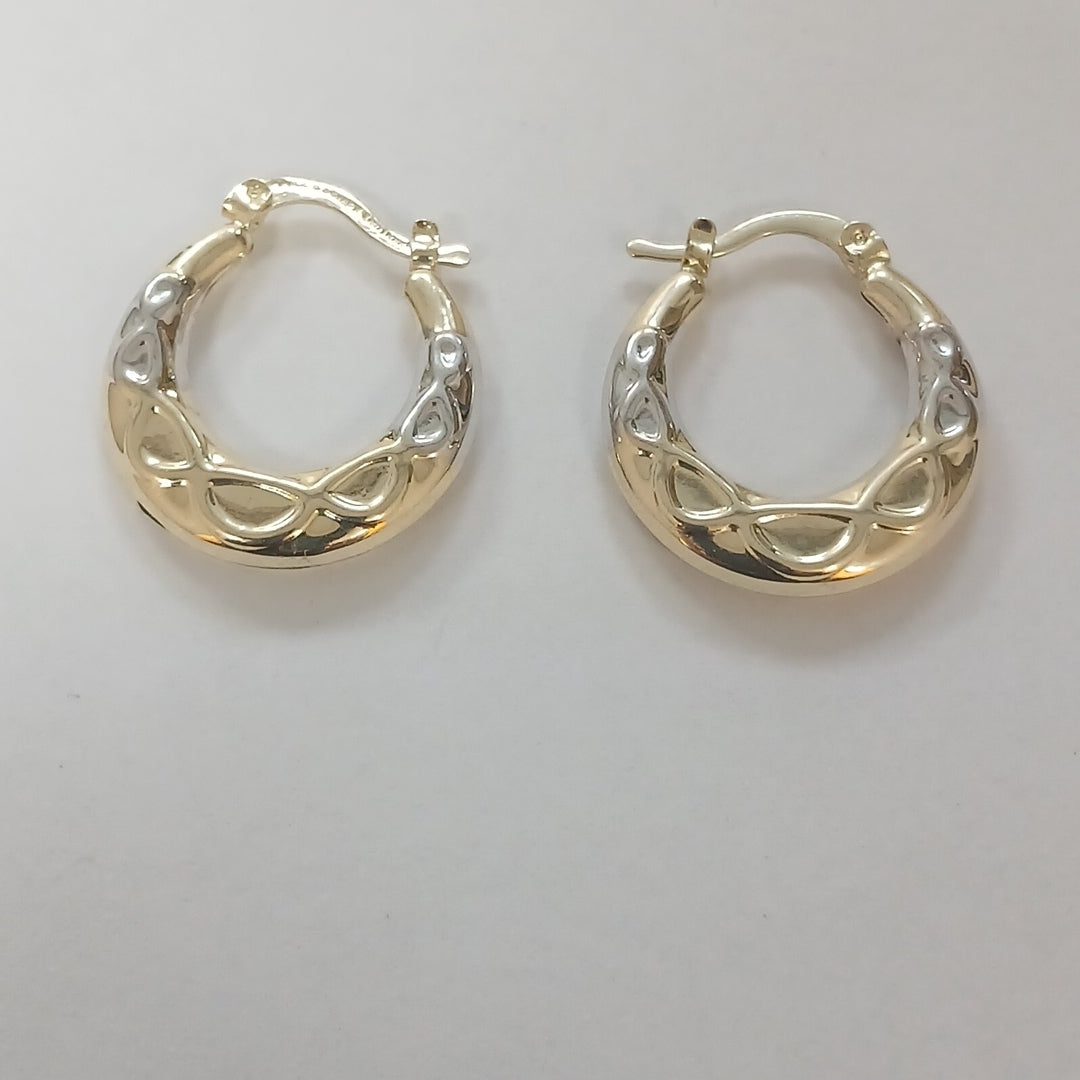 ARETES ARRACADAS COMBINADAS CON INFINITO 14K 2.2 GR (NUEVO)