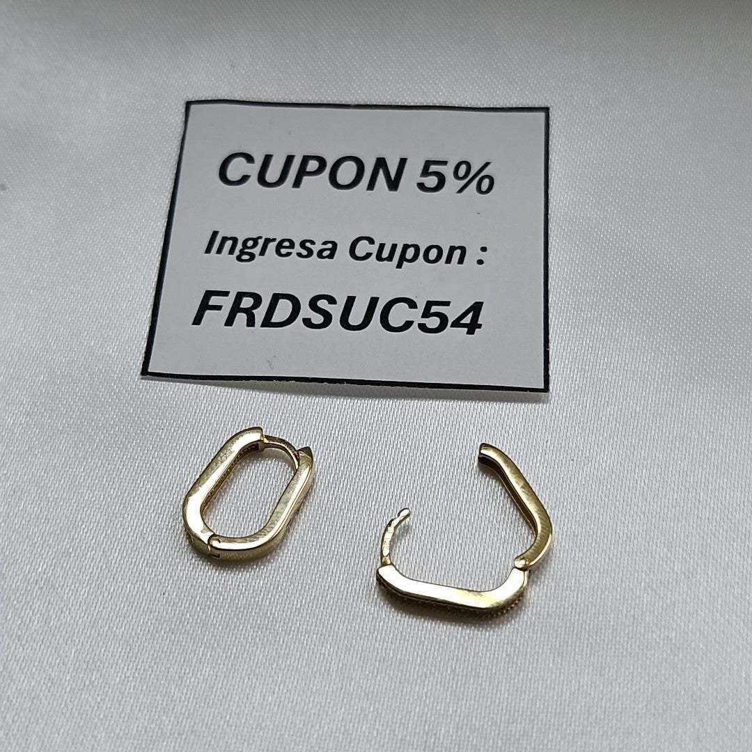 ARETES HUGGIES OVALADA C CIRCONIAS 14K 2.5 GR (NUEVO)