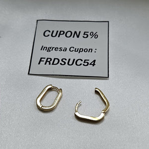 ARETES HUGGIES OVALADA C CIRCONIAS 14K 2.5 GR (NUEVO)