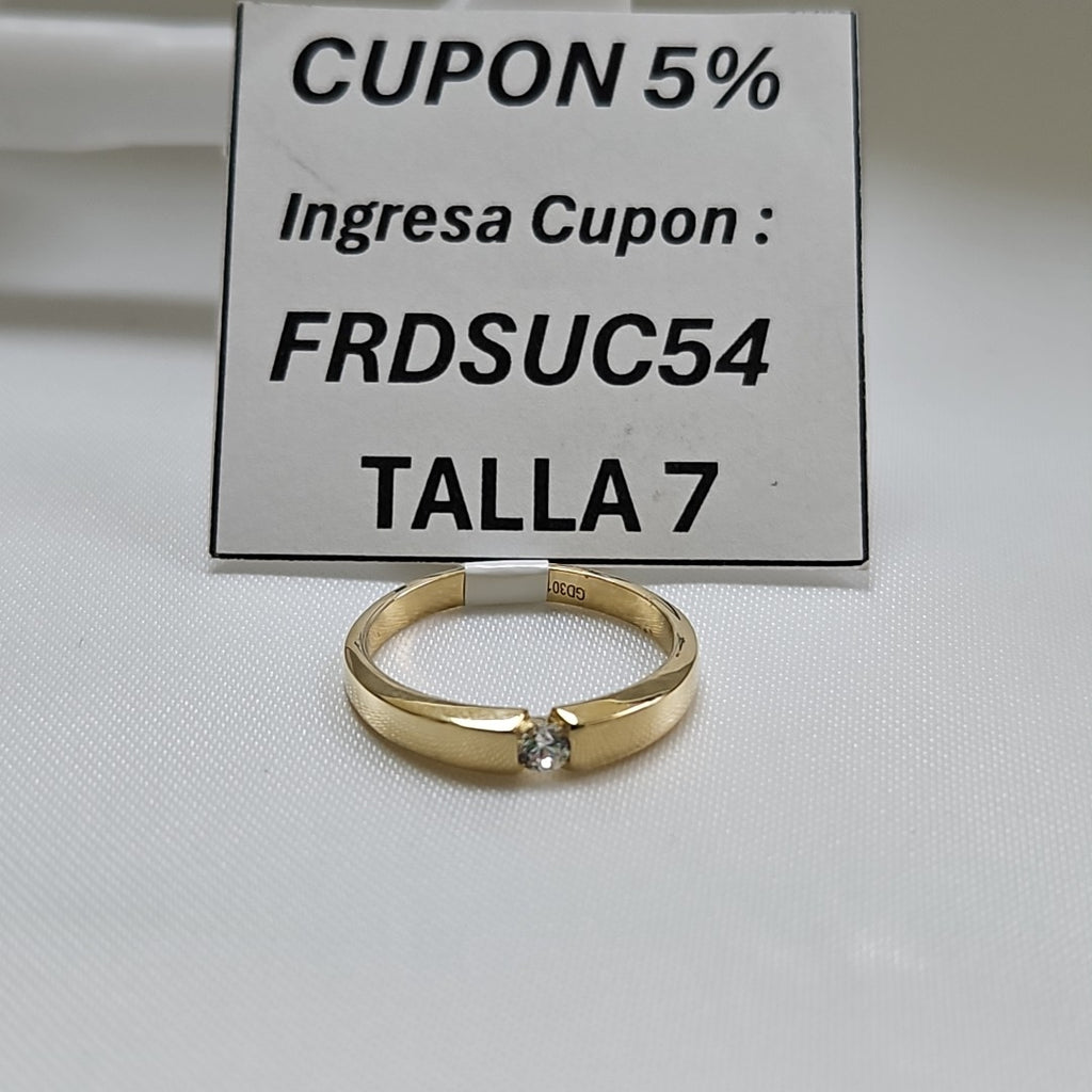 ANILLO ANILLITO SOLITARIO C CIRCONIA 14K 7 TALLA 2.7 GR (NUEVO)