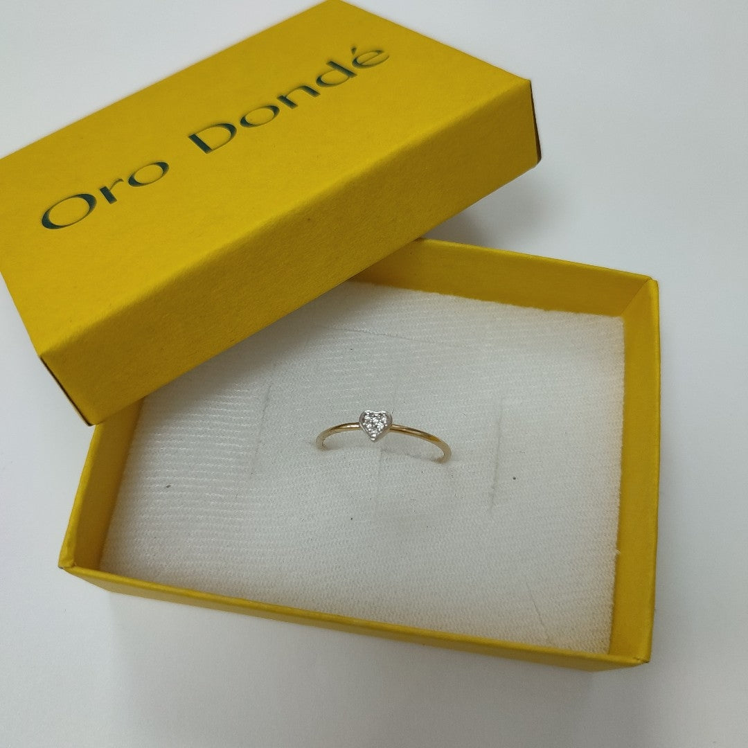 ANILLO ANILLITO CORAZON C CIRCONIA 14K 9 TALLA 0.9 GR (NUEVO)