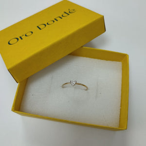 ANILLO ANILLITO CORAZON C CIRCONIA 14K 9 TALLA 0.9 GR (NUEVO)