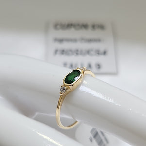 ANILLOS TEJIDO ANILLITO C CIRCONIAS Y PIEDRA VERDE 14K 9 1.2 GR (NUEVO)