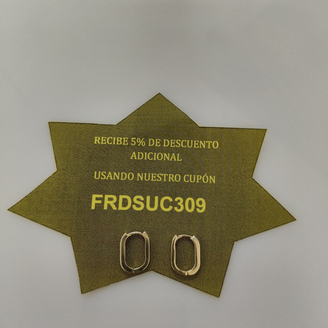ARETES HUGGIES OVALADA C CIRCONIAS 14K 2.4 GR (NUEVO)