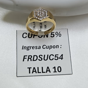 ANILLO C CIRCONIAS 14K 10 TALLA 3.8 GR (NUEVO)