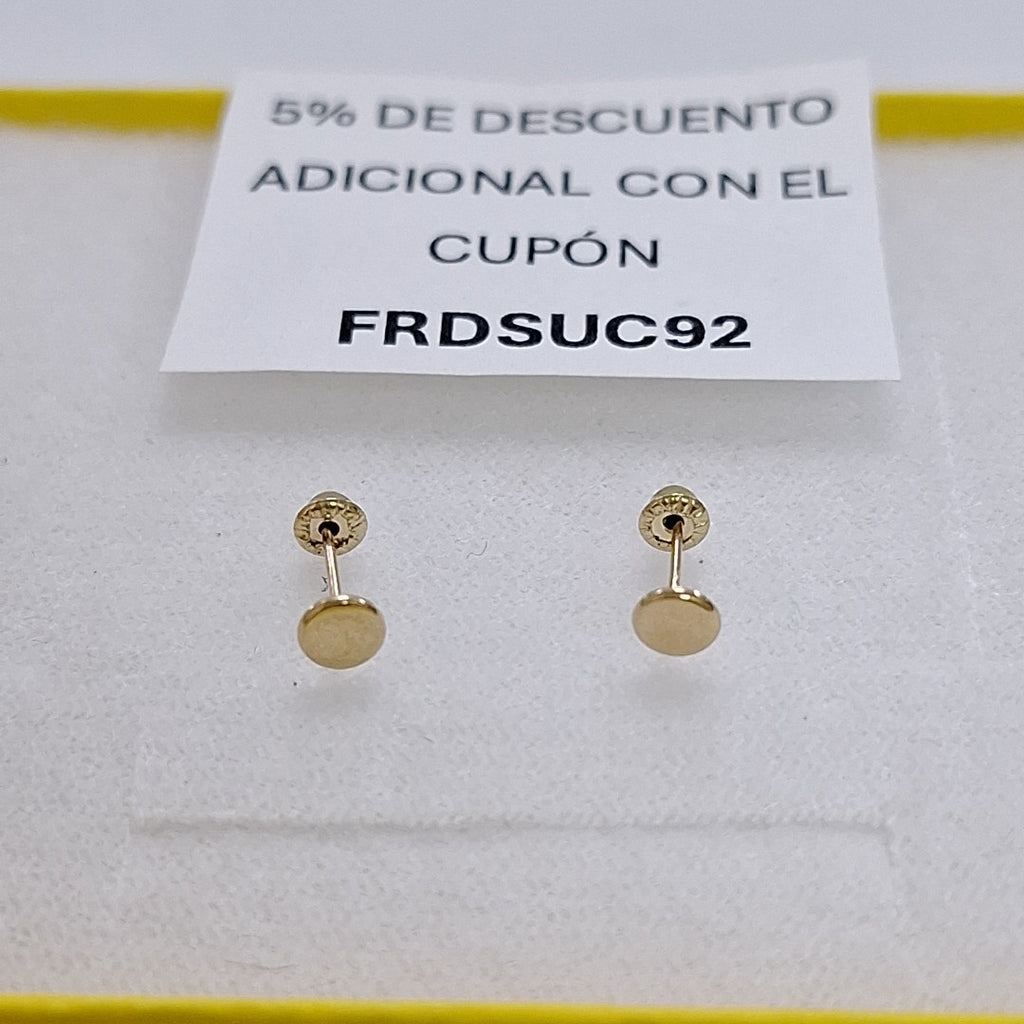BROQUELES BROQUEL FIG TAPON REDONDO 14K 0.1408 GR (NUEVO)