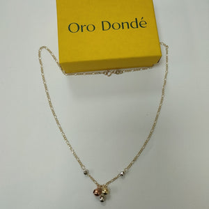 CADENA GARGANTILLA 3X1 CON ESFERAS COMBINADAS 14K 45 CM 3.1 GR (NUEVO)