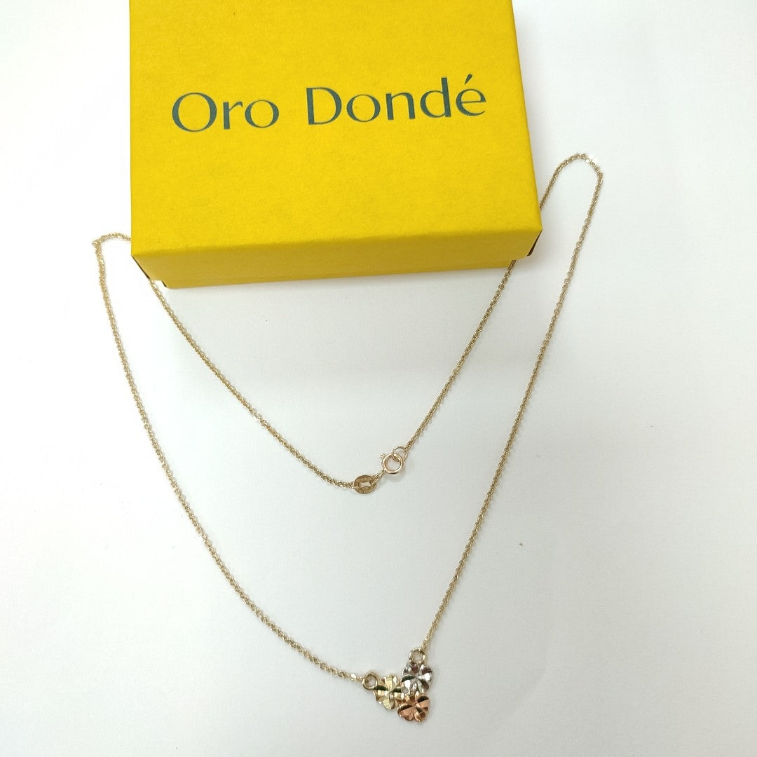 CADENA TEJIDO GARGANTILLA ESPECIAL C FLORES 14K 45 CM 2.9 GR (NUEVO)