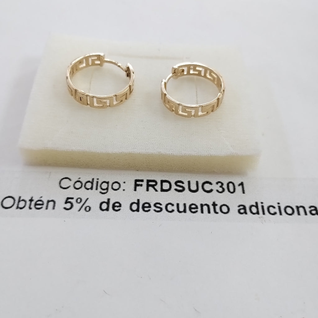 ARETES ARRACADA C GRECAS 14K 7.5 GR (NUEVO)