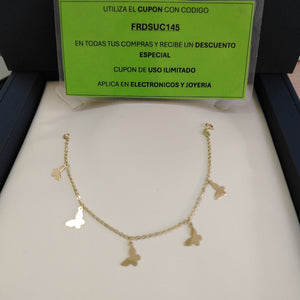 PULSERA ESPECIAL CON MARIPOSAS 14K 18 CM 2 GR (NUEVO)
