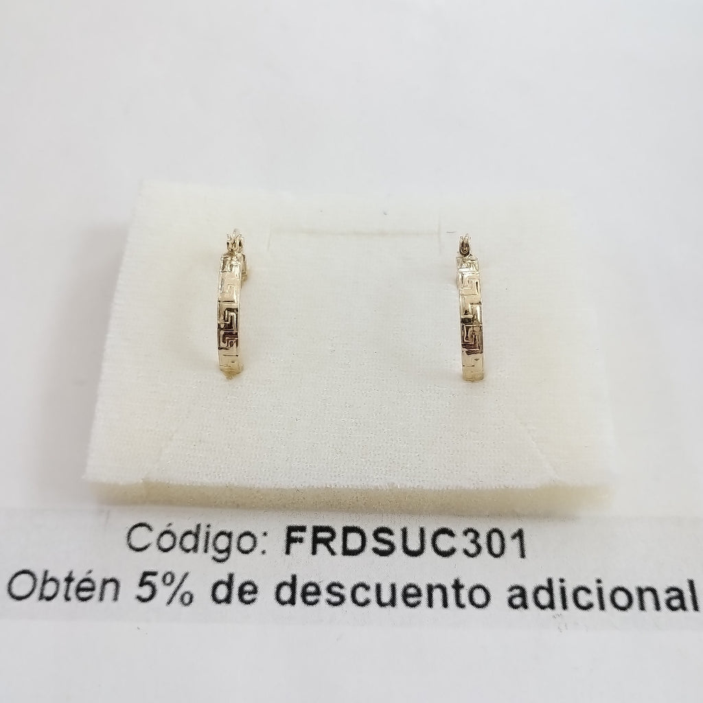 ARETES TEJIDO ARRACADAS TIPO GRECAS 14K 2 GR (NUEVO)