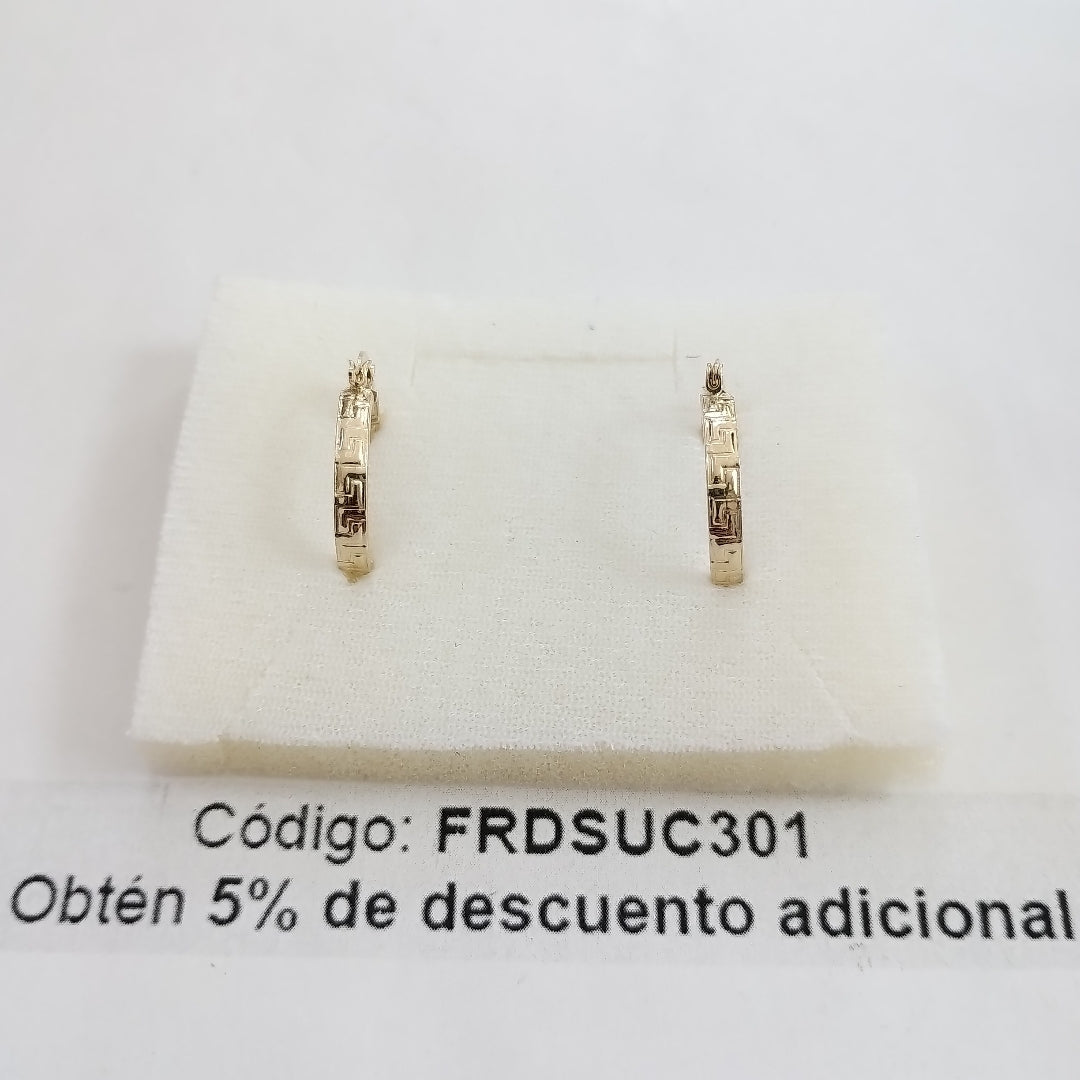 ARETES TEJIDO ARRACADAS TIPO GRECAS 14K 2 GR (NUEVO)
