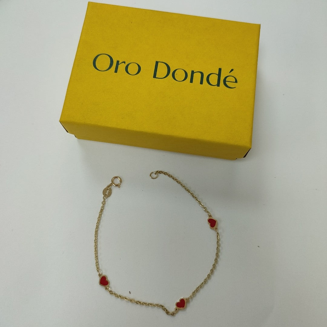 PULSERA ESPECIAL CON CORAZONES 14K 18 CM 1.4 GR (NUEVO)