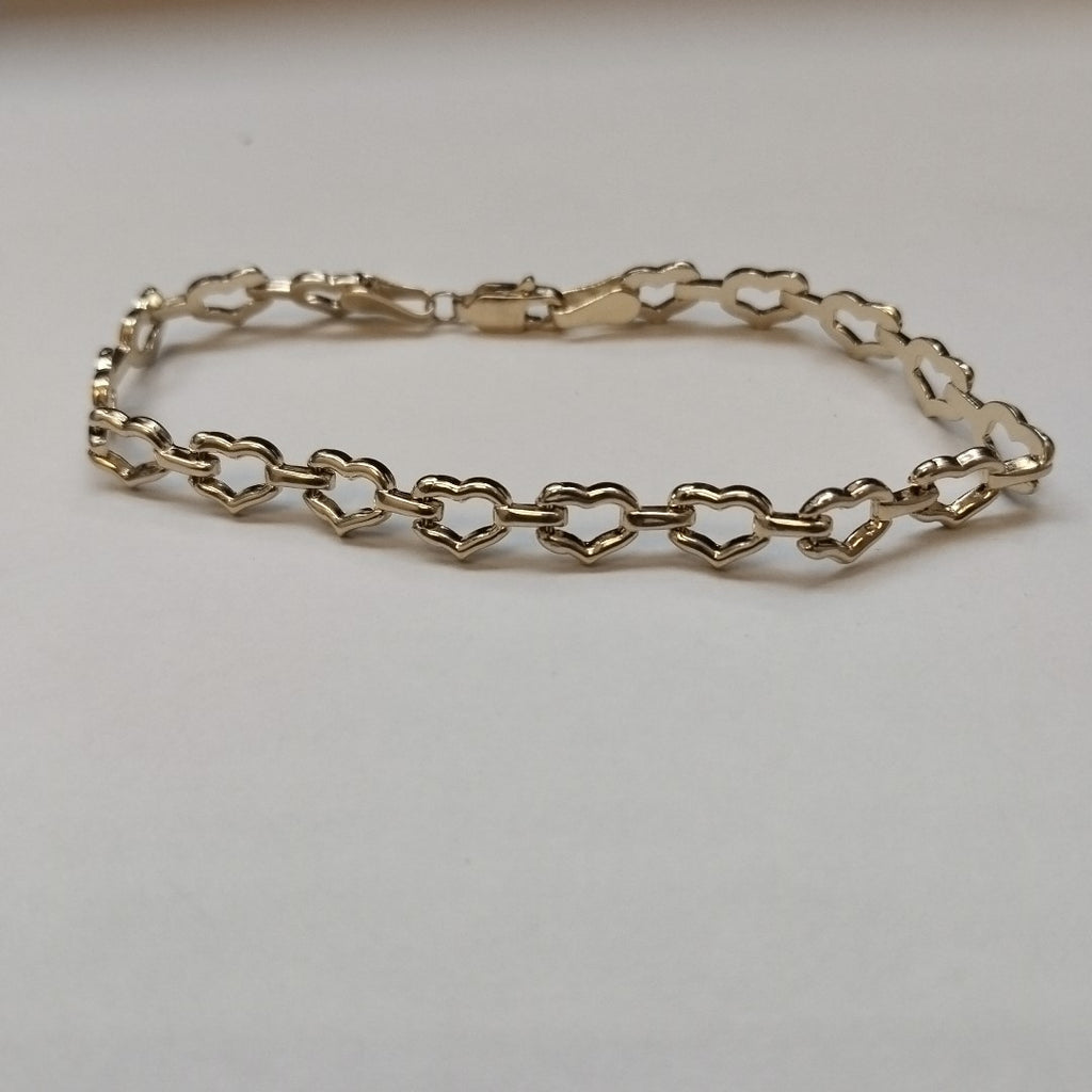 PULSERA ESPECIAL CON CORAZONES 14K 18 CM 4.4 GR (NUEVO)