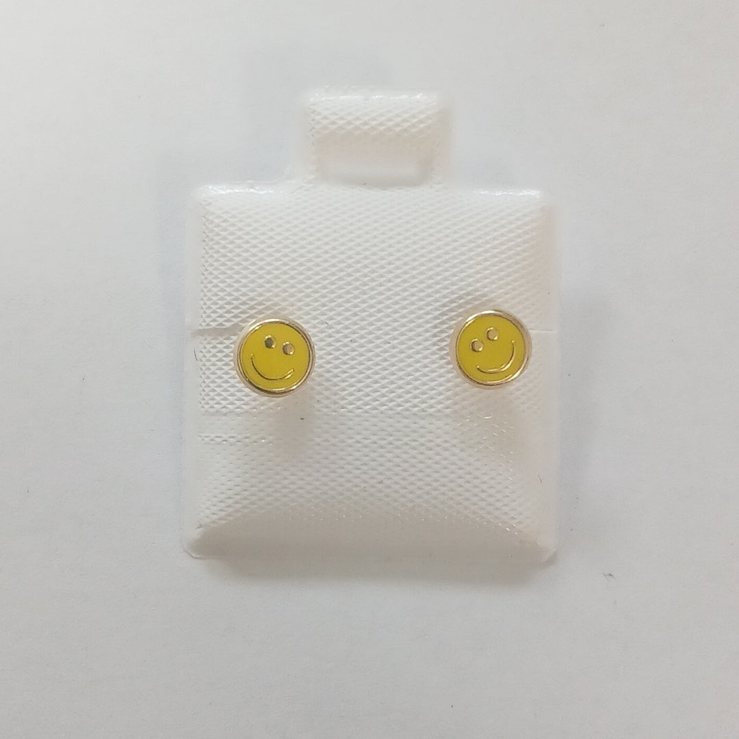 BROQUELES BROQUEL FIG SONRISA ESMALTE AMARILLO 14K 0.2074 GR (NUEVO)
