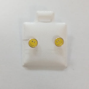 BROQUELES BROQUEL FIG SONRISA ESMALTE AMARILLO 14K 0.2074 GR (NUEVO)