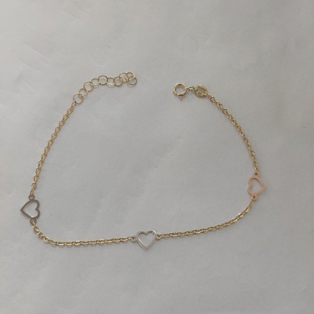 PULSERA ESPECIAL CON CORAZONES 10K 18 CM 1.2 GR (NUEVO)