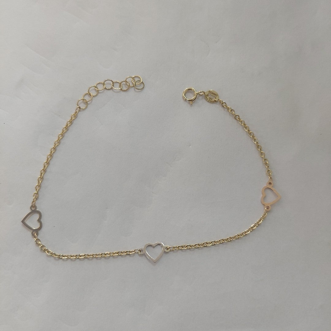 PULSERA ESPECIAL CON CORAZONES 10K 18 CM 1.2 GR (NUEVO)