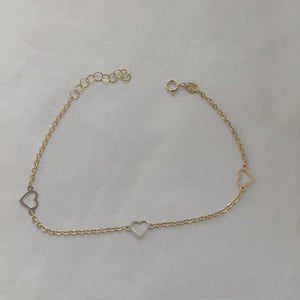 PULSERA ESPECIAL CON CORAZONES 10K 18 CM 1.2 GR (NUEVO)