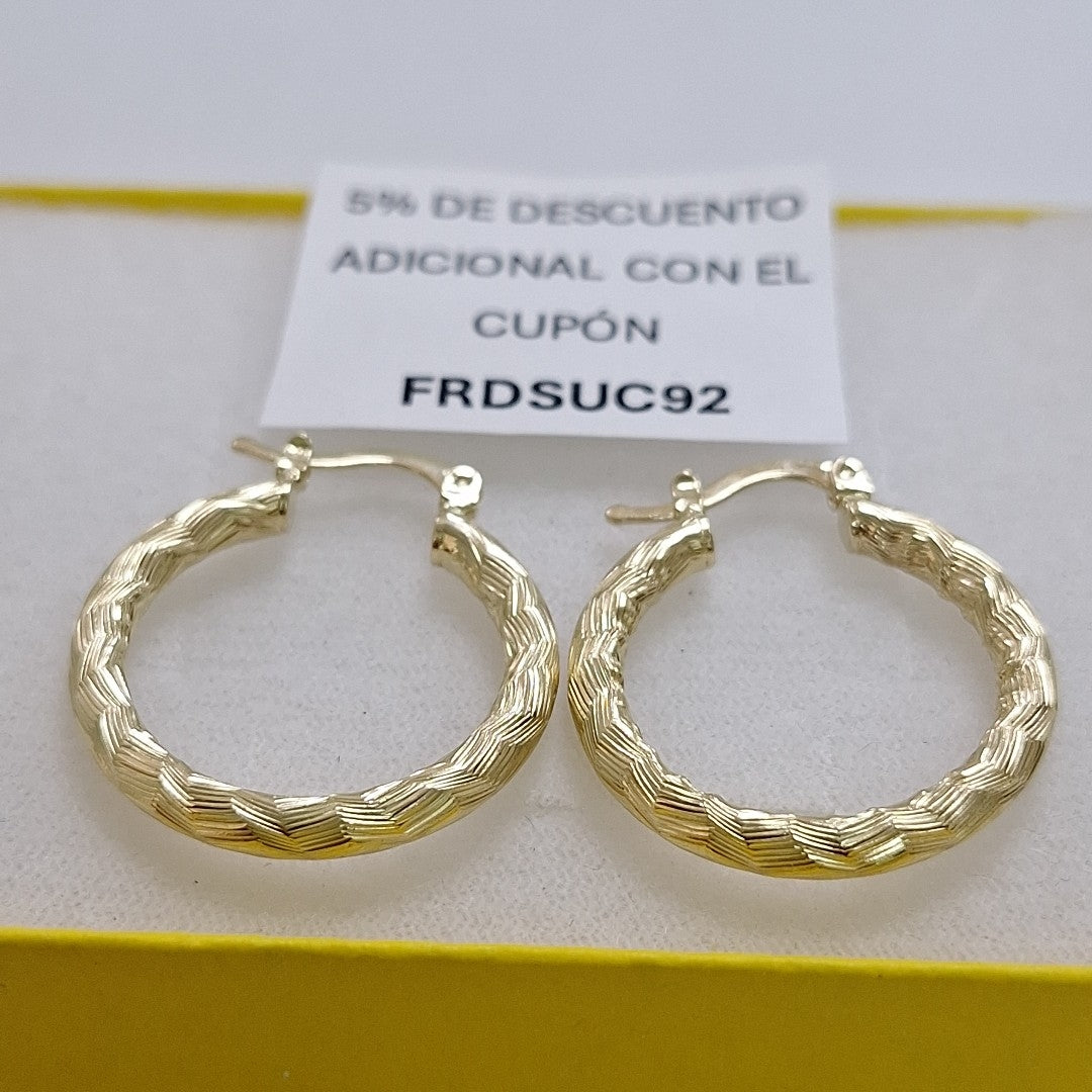 ARETES TEJIDO ARRACADA LABRADA 14K 2.7 GR (NUEVO)