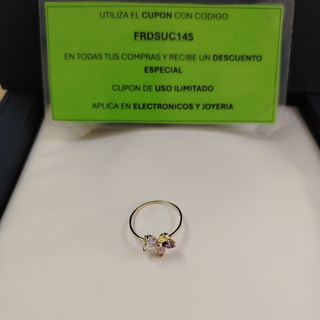 ANILLOS CON PDRAS DE COLOR 14K TALLA 8.5 1.5 GR (NUEVO)