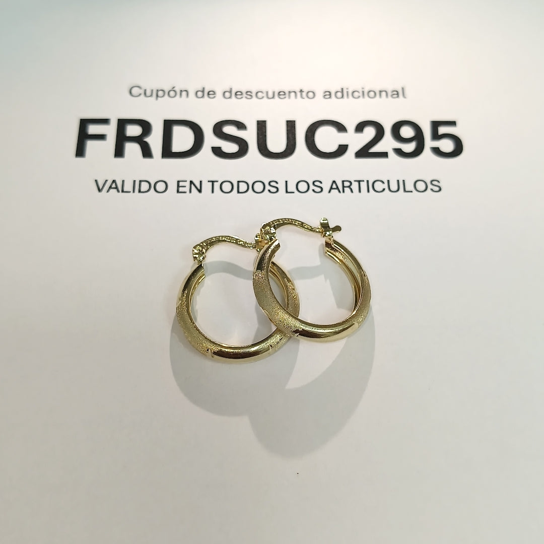 ARETES TEJIDO ARRACADA SATINADA 14K 2.5 GR (NUEVO)