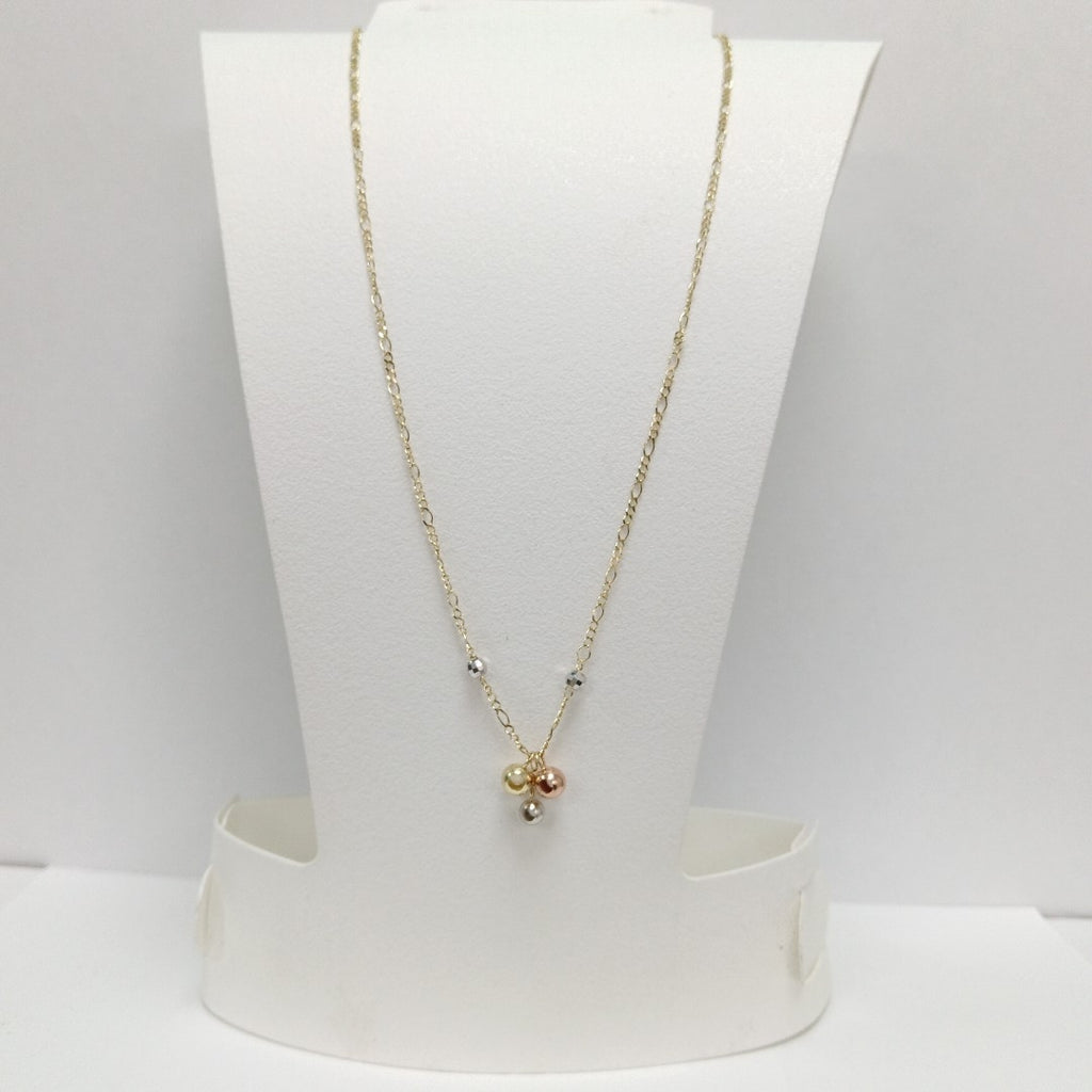 CADENA GARGANTILLA 3X1 CON ESFERAS COMBINADAS 14K 45 CM 3.1 GR (NUEVO)