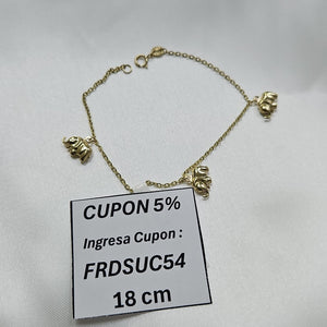 PULSERA ESPECIAL CON DIJES ELEFANTES 10K 18 CM 2.2 GR (NUEVO)