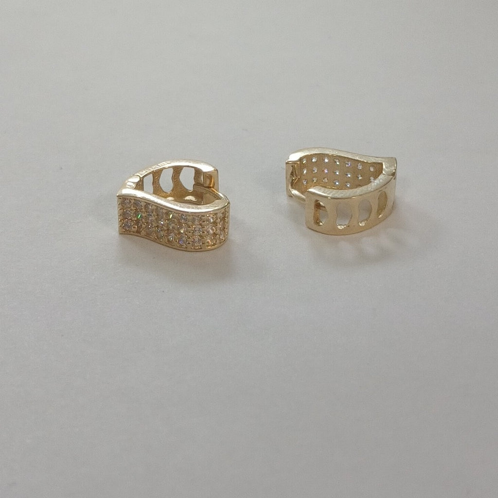 ARETES ARRACADAS CORAZON C CIRCONIAS 14K 2.1 GR (NUEVO)