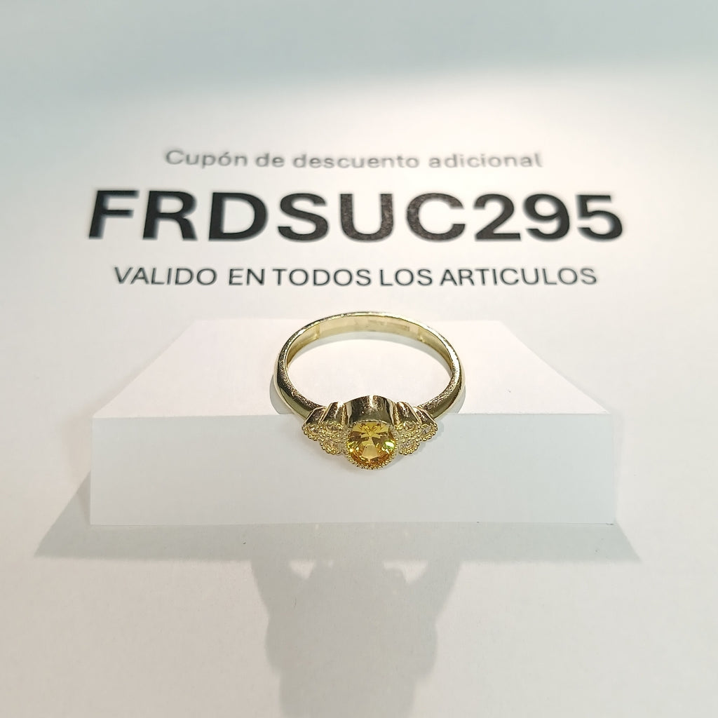 ANILLOS CIRCONIAS Y PIEDRA DE COLOR 14K TALLA 8 2 GR (NUEVO)