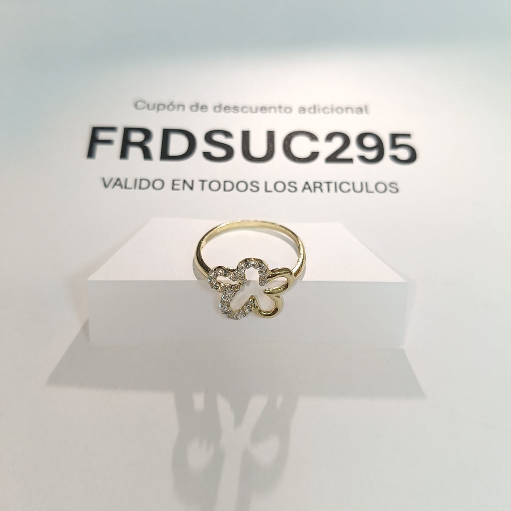 ANILLOS FIG FLOR C CIRCONIAS 14K TALLA 8 1.6 GR (NUEVO)