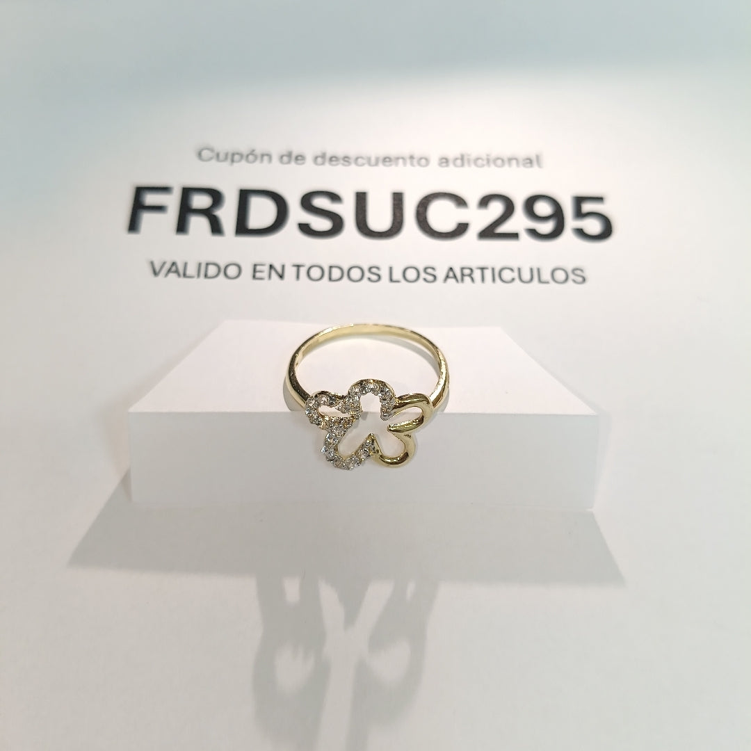 ANILLOS FIG FLOR C CIRCONIAS 14K TALLA 8 1.6 GR (NUEVO)