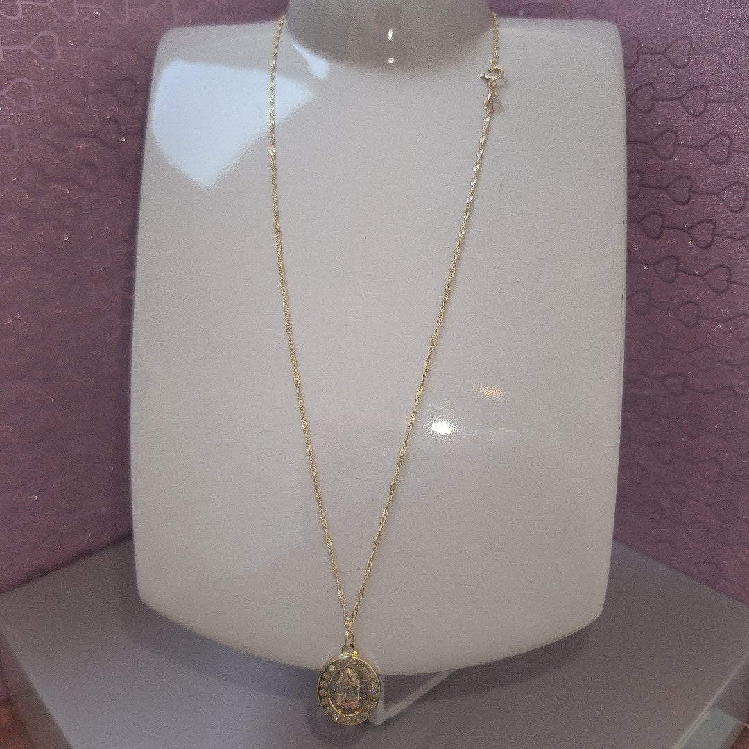 CADENA, MEDALLA RELIGIOSA ORO 10 K 2.1 GRMS (SEMINUEVO)