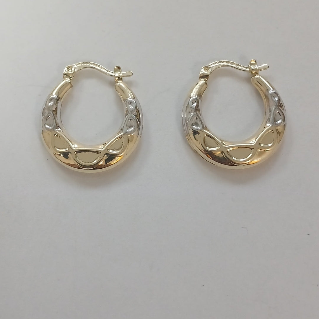 ARETES ARRACADAS COMBINADAS CON INFINITO 14K 2.3 GR (NUEVO)