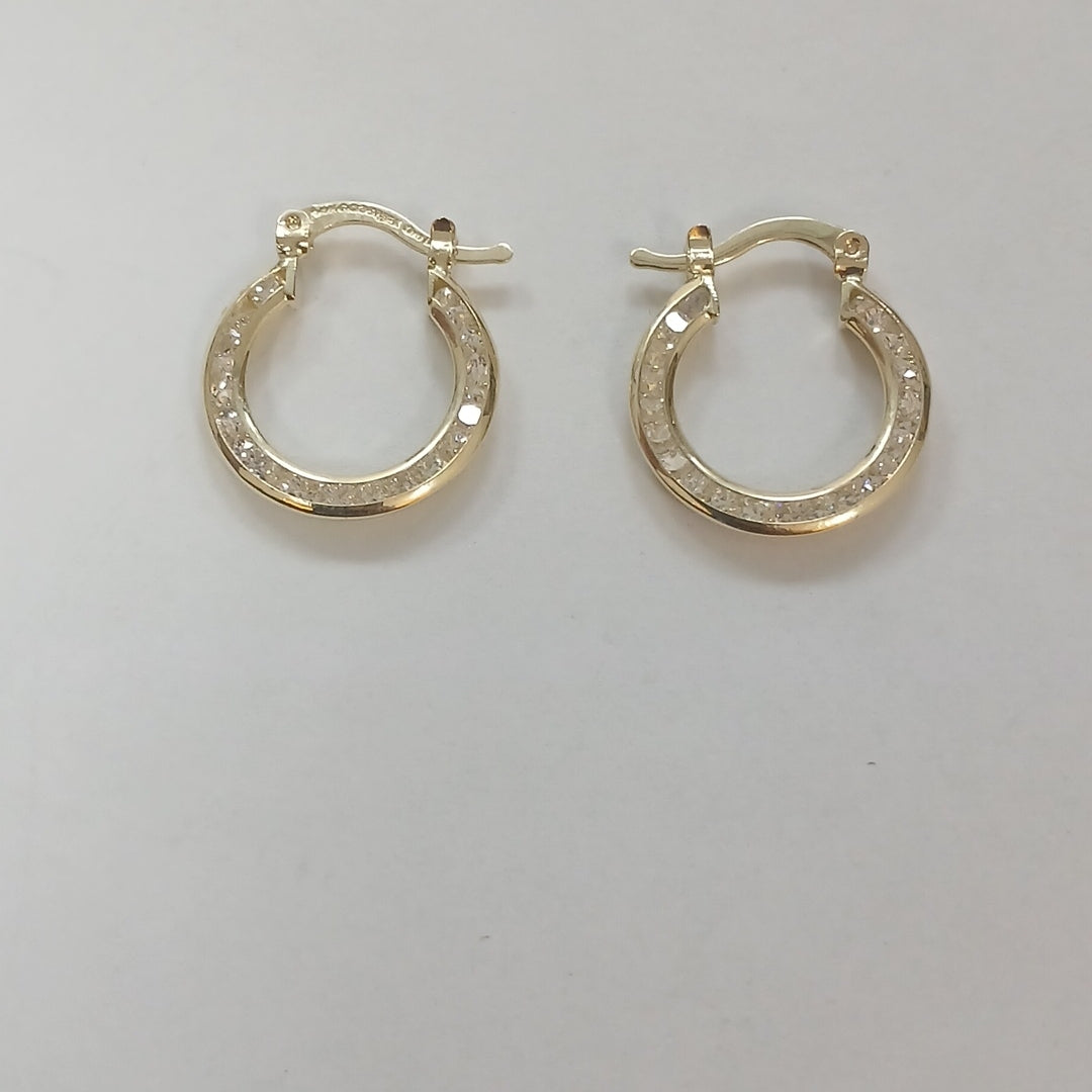 ARETES ARRACADAS CON CIRCONIAS 14K 2.3 GR (NUEVO)