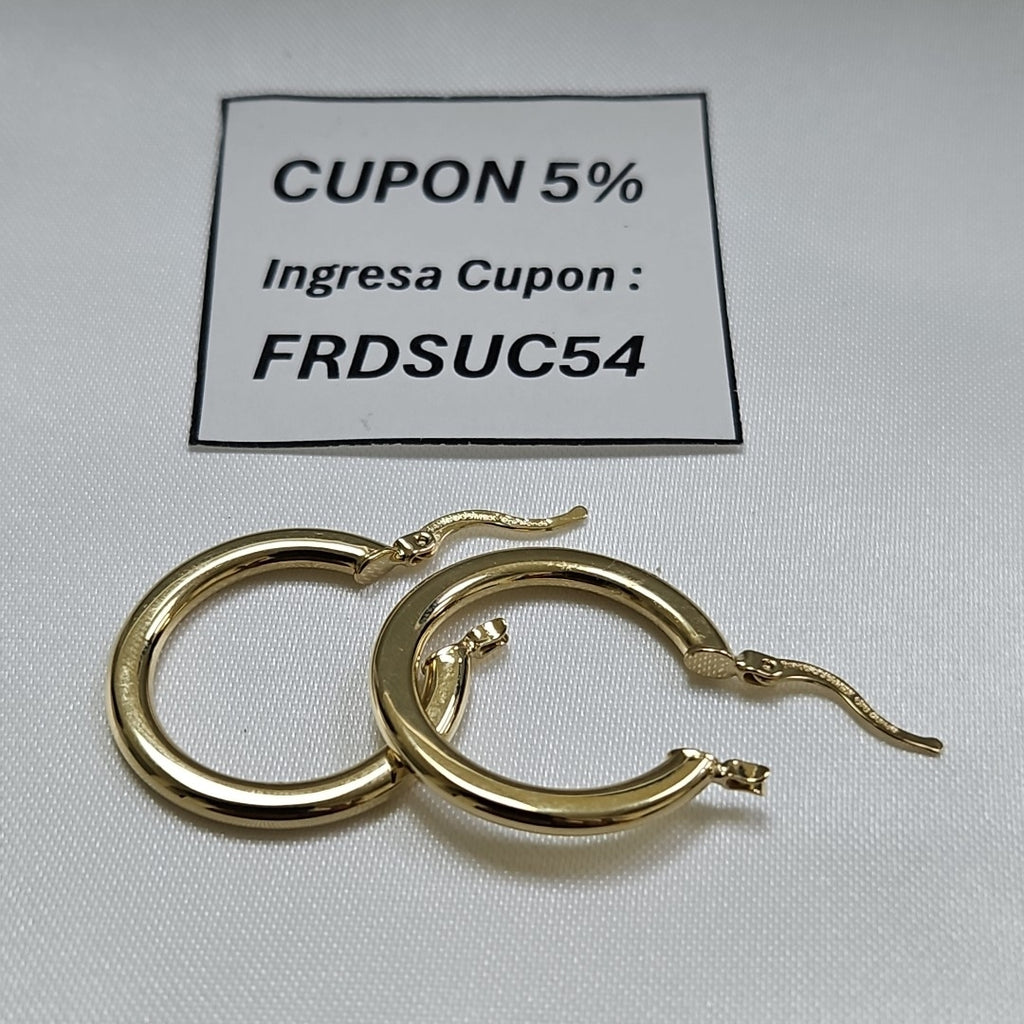 ARETES TEJIDO ARRACADA LISA 14K 2 GR (NUEVO)