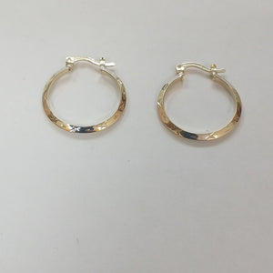 ARETES TEJIDO ARRACADAS BISELADAS COMBINADAS 14K 1.4 GR (NUEVO)