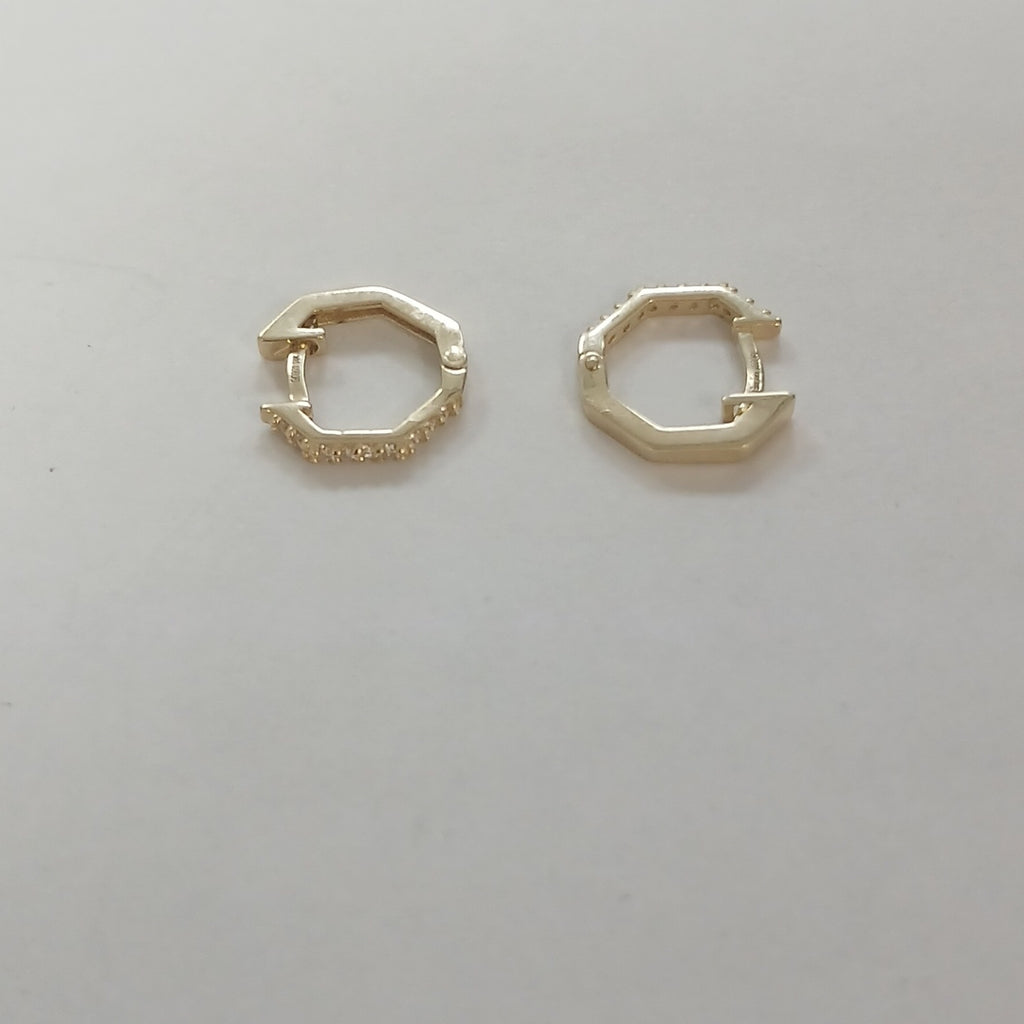ARETES HUGIES C CIRCONIAS 14K 1.5 GR (NUEVO)