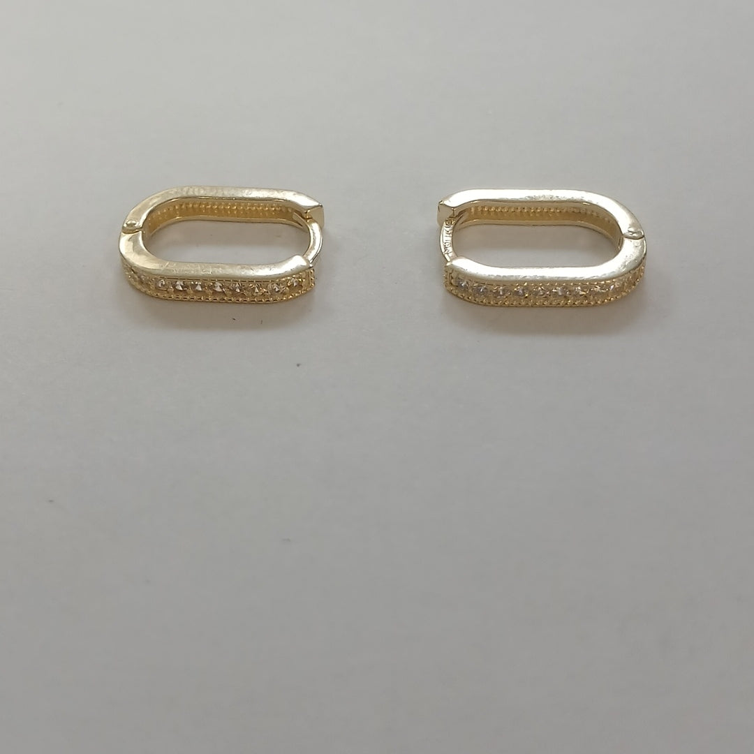 ARETES HUGGIES OVALADA C CIRCONIAS 14K 2.4 GR (NUEVO)