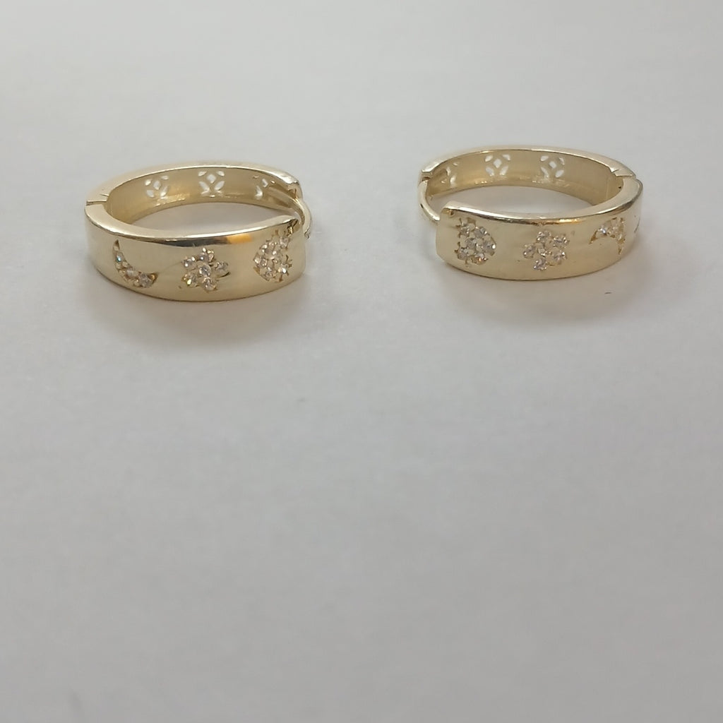 ARETES TEJIDO HUGGIES CON CIRCONIAS 14K 2.9 GR (NUEVO)