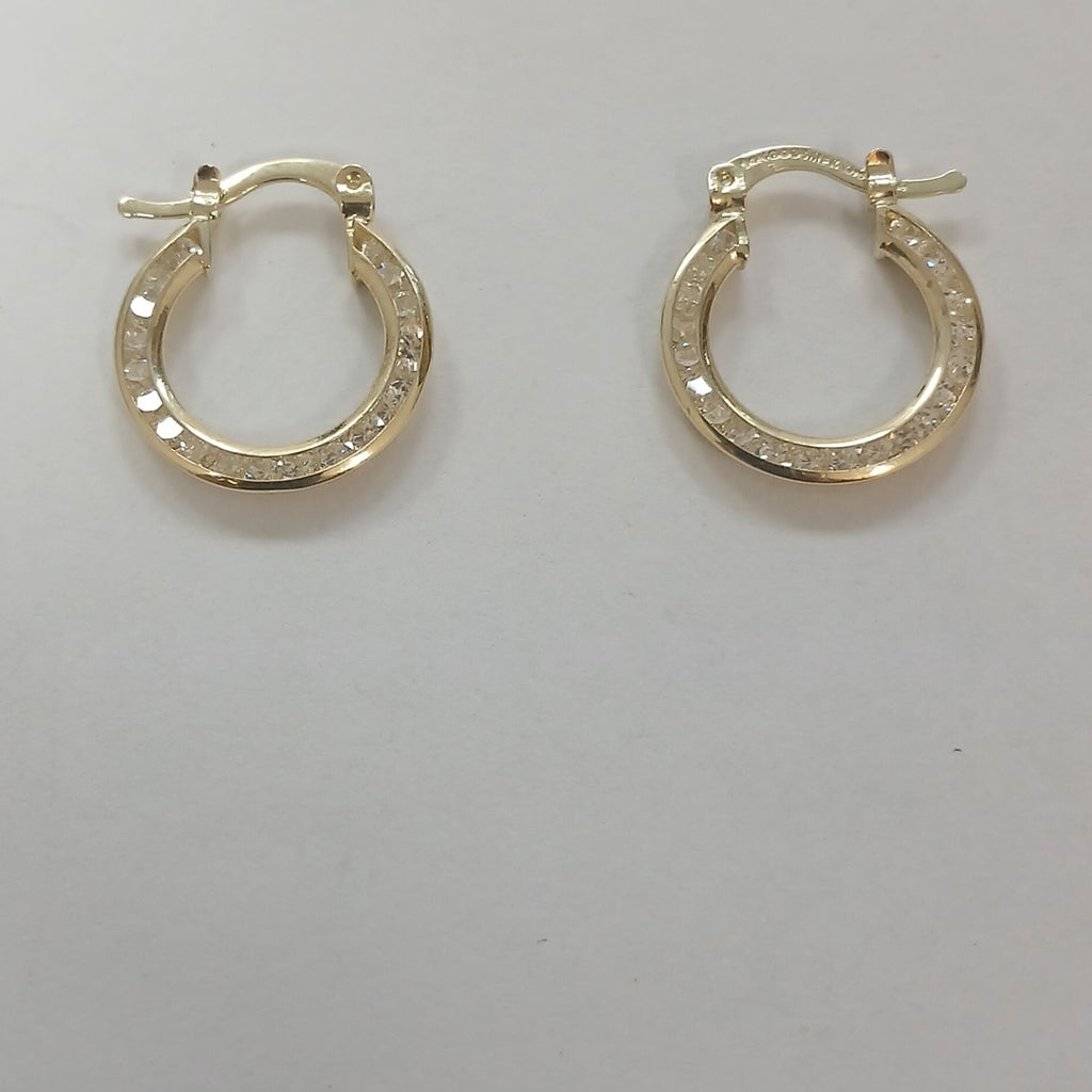 ARETES ARRACADAS CON CIRCONIAS 14K 2.4 GR (NUEVO)