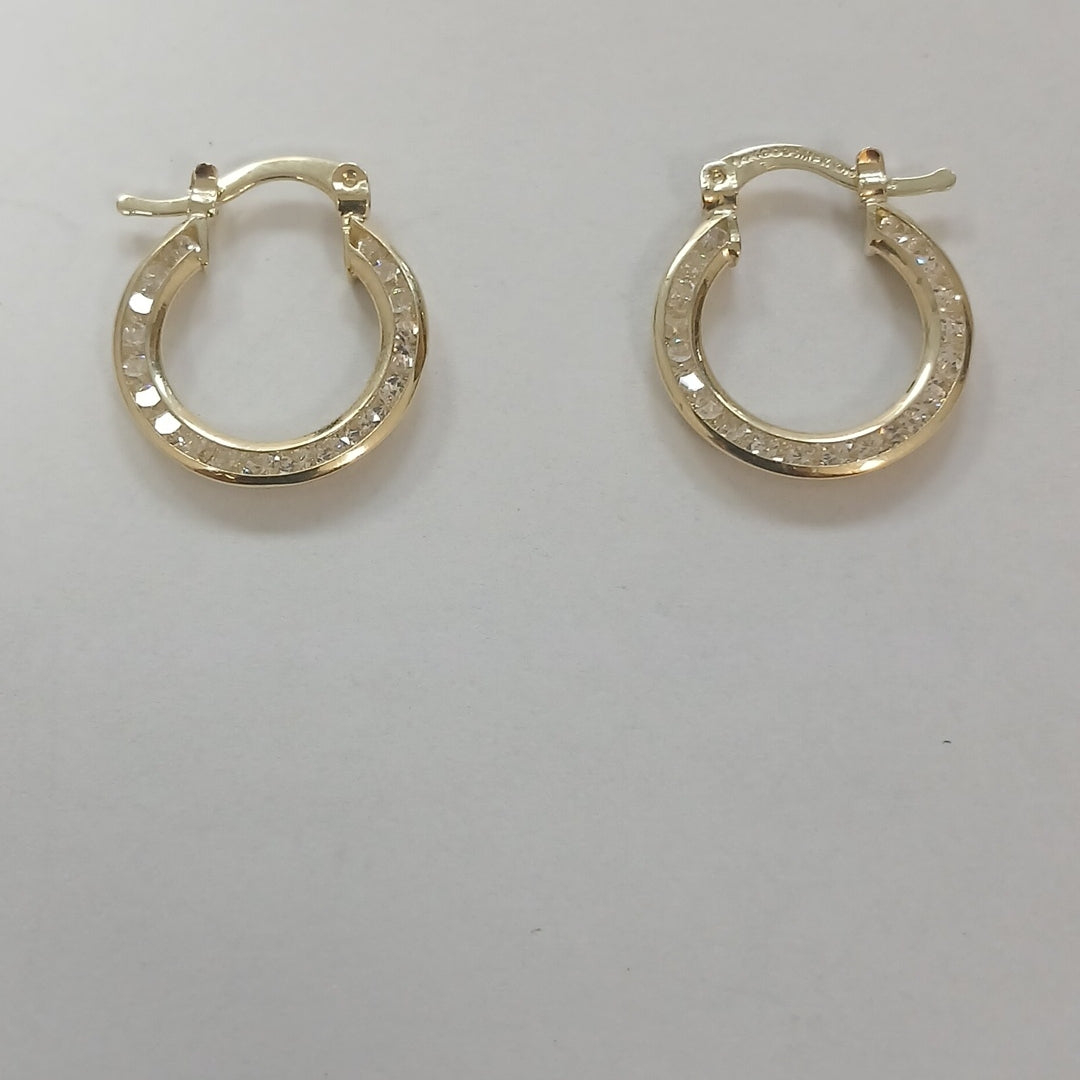 ARETES ARRACADAS CON CIRCONIAS 14K 2.4 GR (NUEVO)