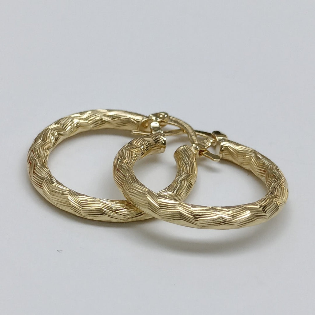 ARETES TEJIDO ARRACADA LABRADA 14K 2.6 GR (NUEVO)